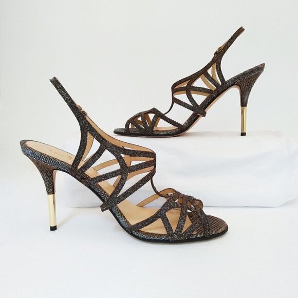 Kate Spade N.Y. 'Issa'  Metallic  Dress Sandals with Gold Tipped Heels Sz 7B - Picture 9 of 11